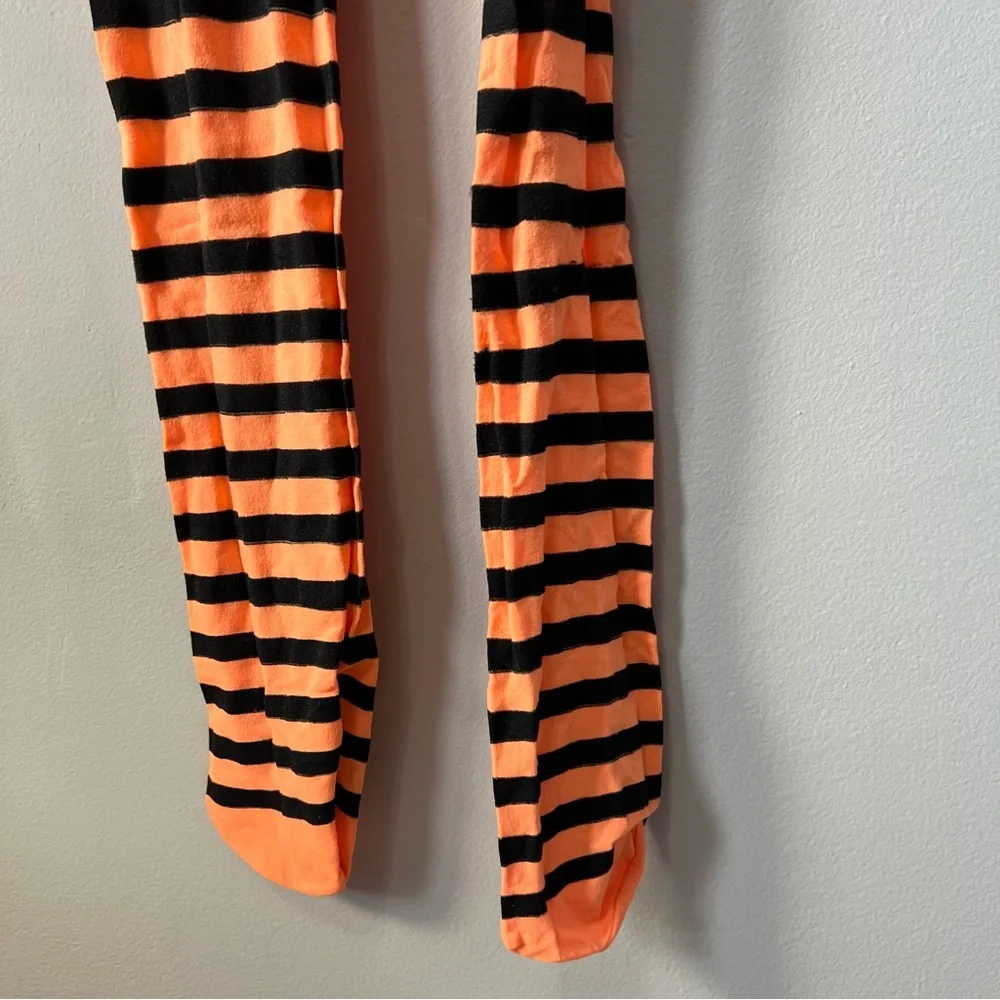 Halloween Tights by Pony Express Creations Orange Black Striped Size S/M Girls